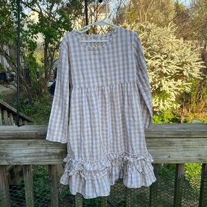 Girl’s Dress Unmarked Flounce At Bottom Rd Neck Size 6/7 I Think All Cotton